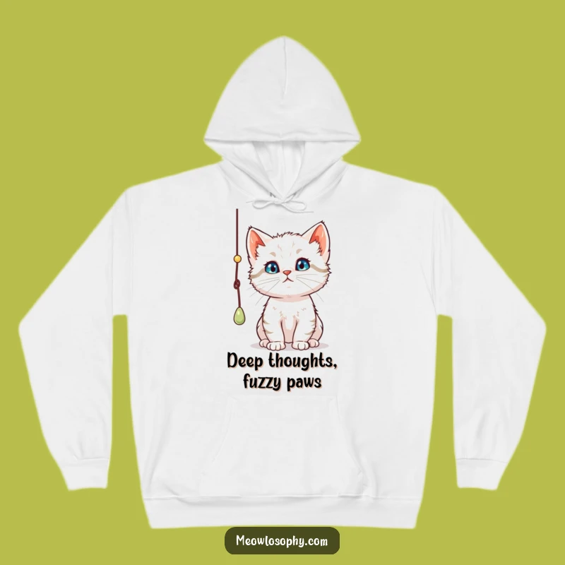 Cozy Funny Curious Kitten Hoodie: Thoughtful Cat Batting String Apparel, Warm Gift