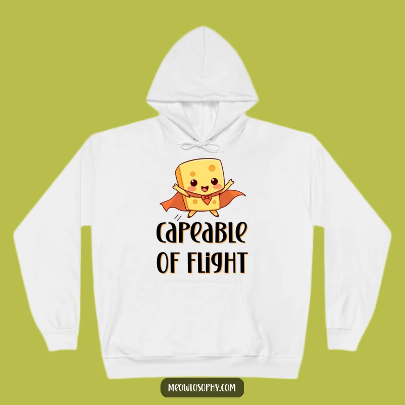 Funny Flying Cheese Superhero Hoodie, Cozy & Hilarious Apparel for Cheese Fanatics
