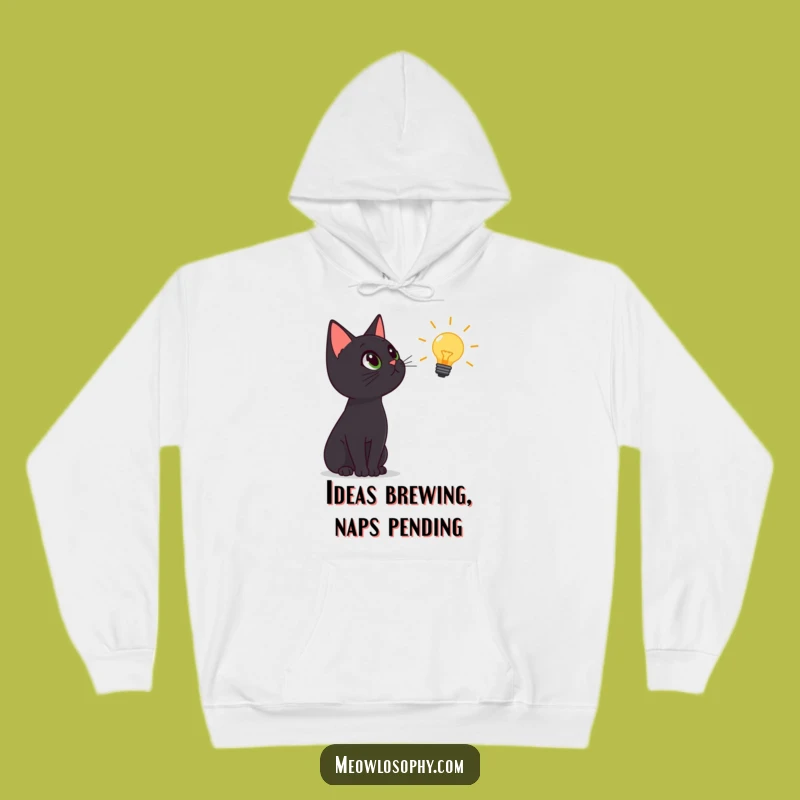 Funny Black Cat Lightbulb Hoodie: Cozy Up with Curiosity's Brightest Gift