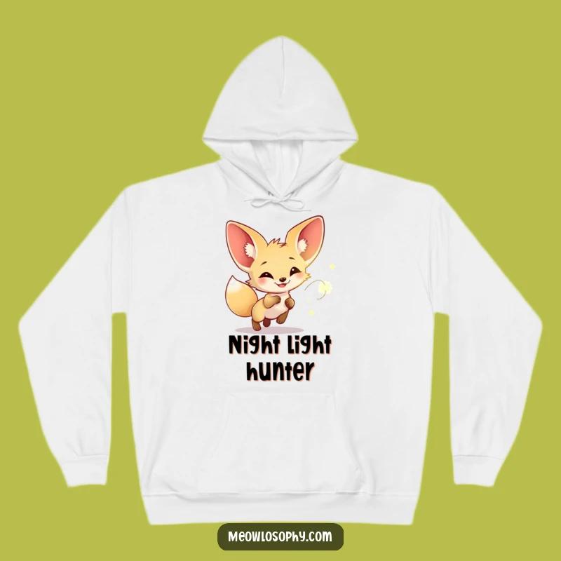 Funny Fennec Fox Firefly Chase Hoodie: Cozy & Whimsical Nighttime Comfort