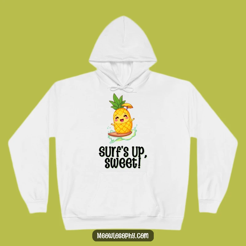 Funny Giggling Pineapple Surfing Lemonade Hoodie - Cozy Tropical Escape