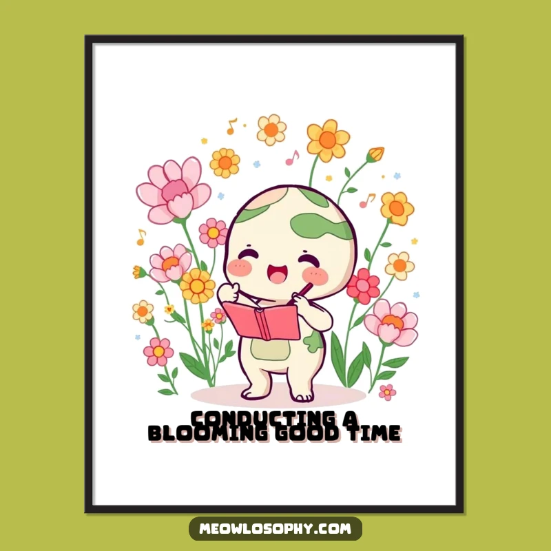 Free Printable Funny Earth Wall Art: Flower Symphony Conductor Decor