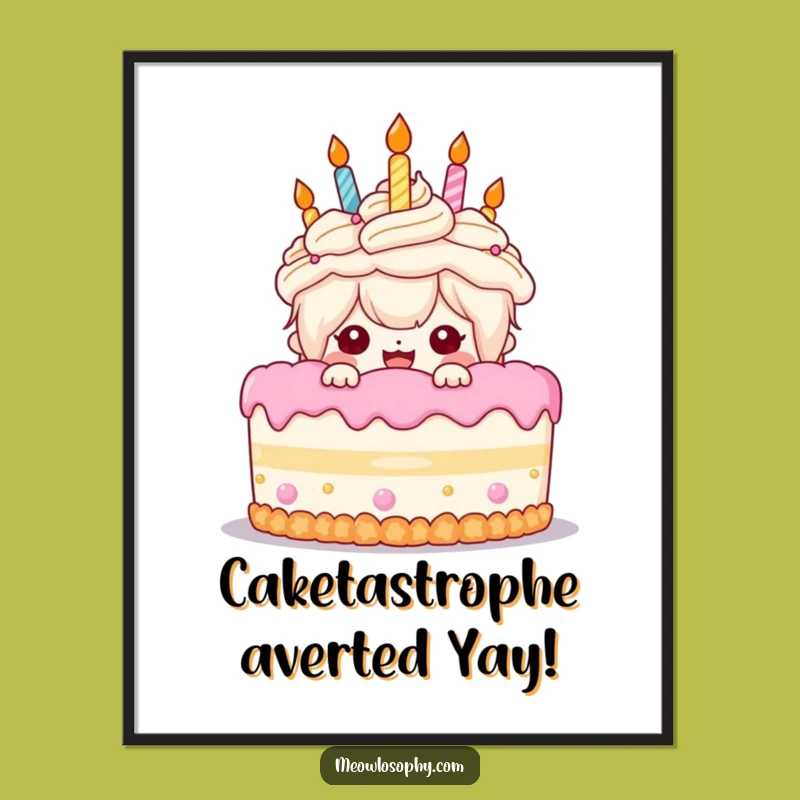 Free Printable Peek-a-Boo Cake Wall Art: Funny Downloadable Whimsical Decor