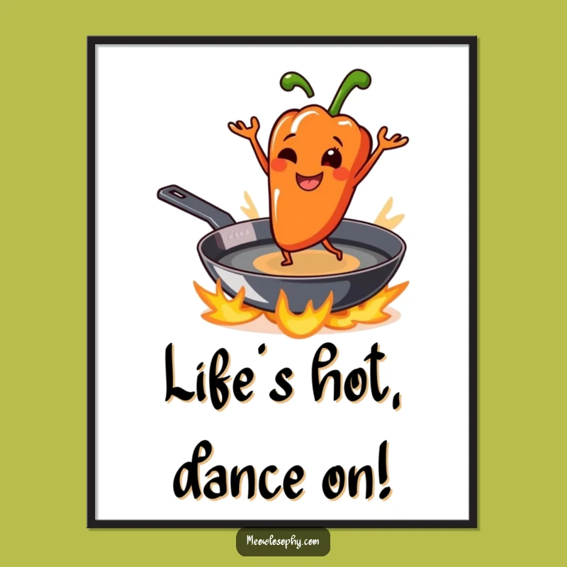 Funny Free Printable Wall Art: Dancing Pepper Sizzle, Downloadable Decor