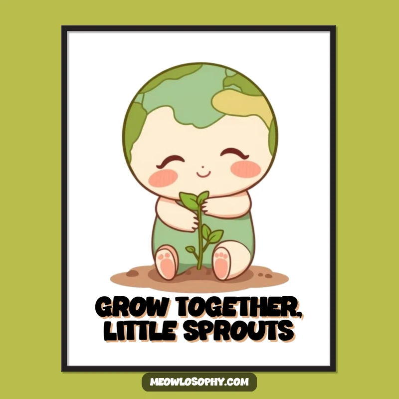 Funny Free Printable Wall Art: Earth Hugs Seedling - Downloadable Decor