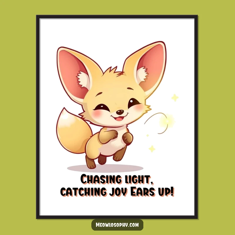 Funny Free Printable Wall Art: Fennec Fox Firefly Chase Downloadable Art Decor