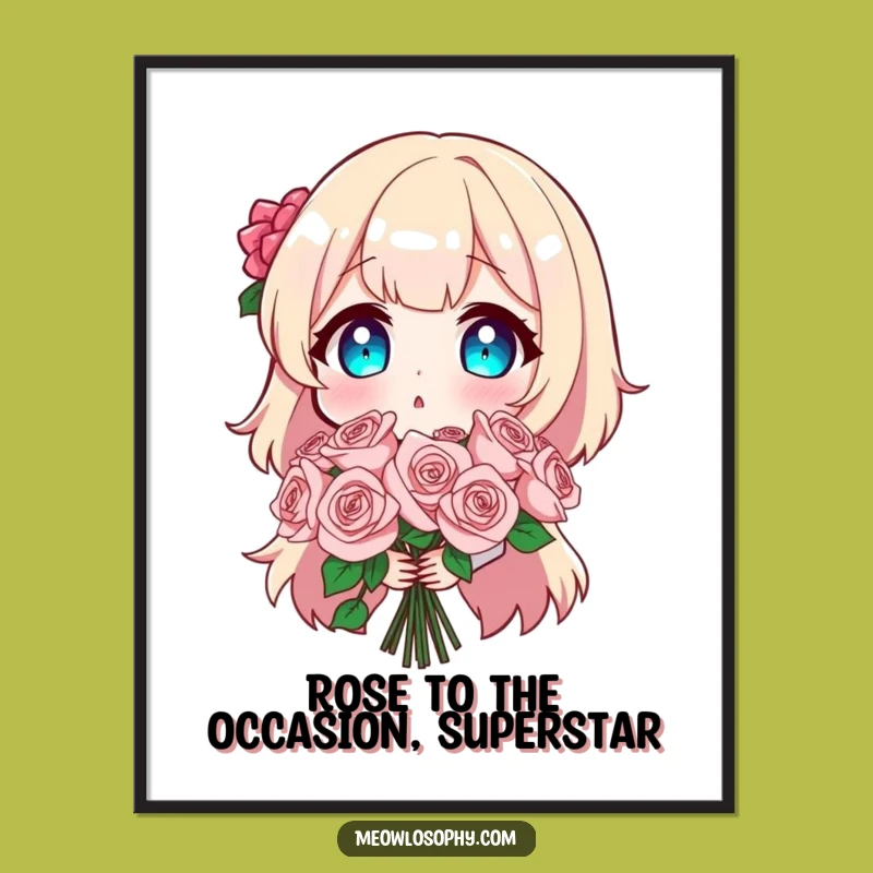 Funny Free Printable Wall Art: Surprised Rose Bouquet Downloadable Home Decor