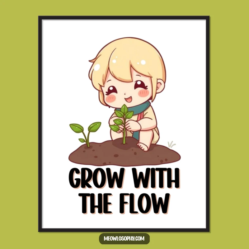 Free Printable Garden Art: Cute Character with Sprout Downloadable Poster!