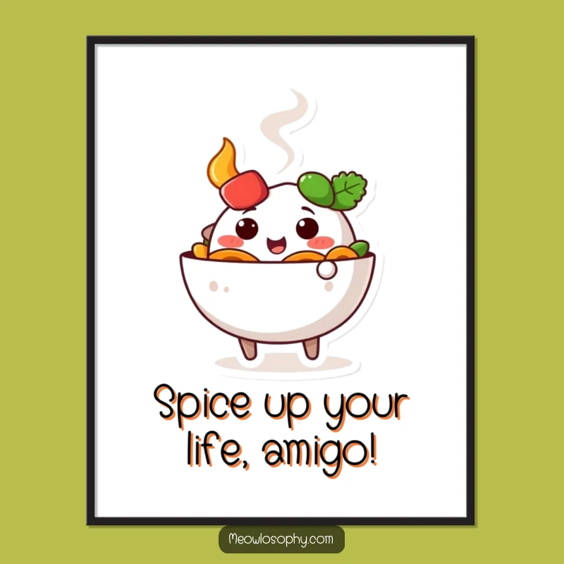 Funny Free Printable Wall Art: Wiggling Fajita Bowl Fiesta, Downloadable Decor