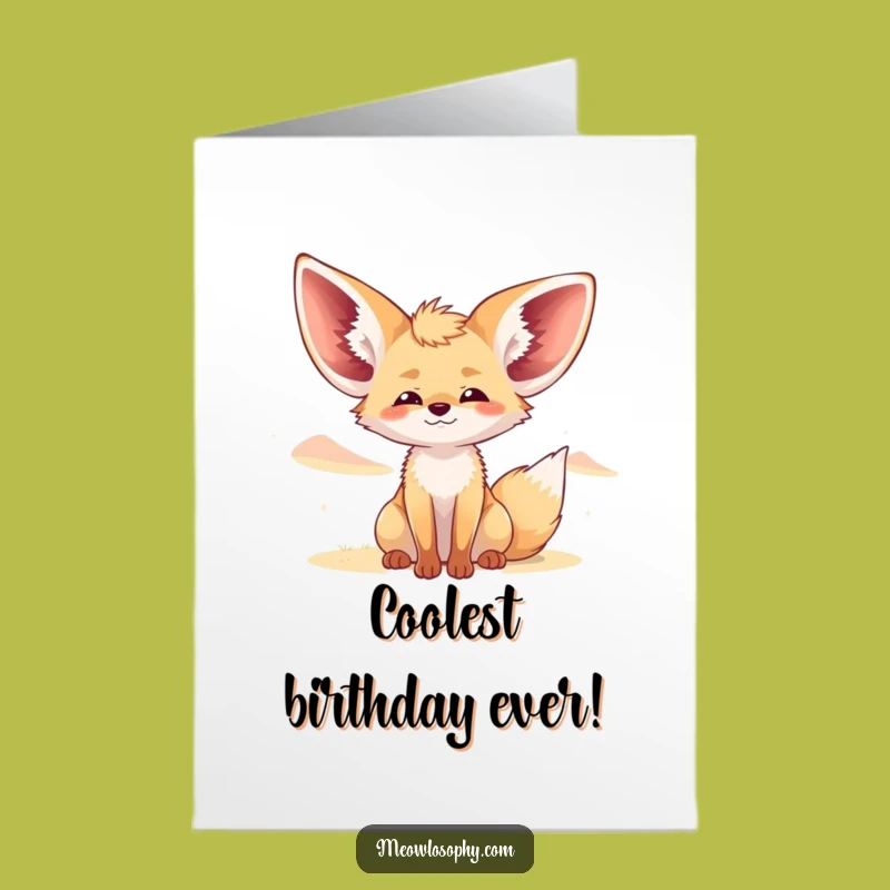 Free Printable Fennec Fox Birthday Card: Breezy Relaxation Downloadable Gift