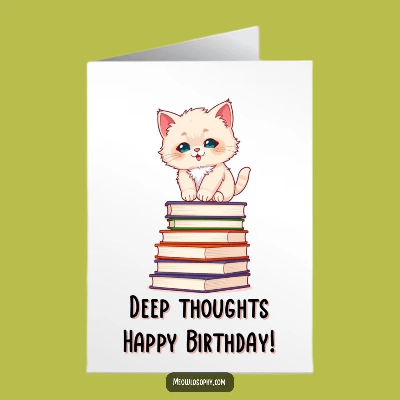 Free Printable Birthday Card: Fluffy Kitten, Philosophy Books, Funny DIY Downloadable