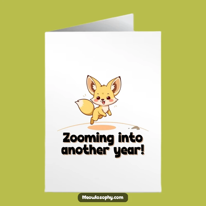 Free Printable Fennec Fox Birthday Card: Zoomie Fun Downloadable Gift