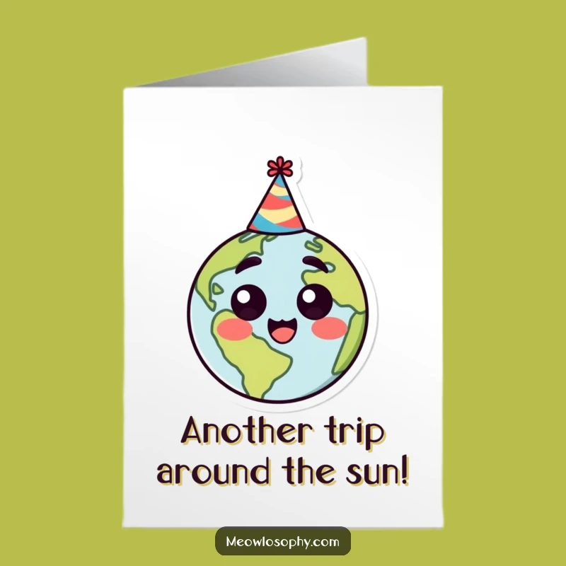 Free Printable Funny Earth Birthday Card: Surprise Party Hat Globe Downloadable Gift