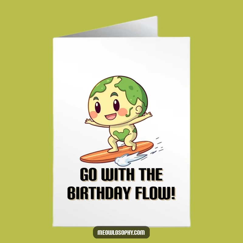 Free Printable Funny Earth Birthday Card: Breeze Surfing Birthday Ride Download