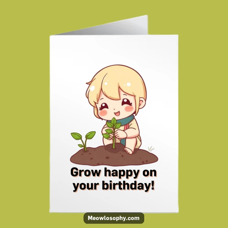 Free Printable Garden Character Birthday Card: Cute Sprout Downloadable Greeting!