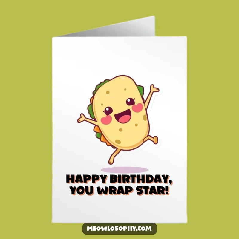 Free Printable Birthday Card: Cartwheeling Tortilla, Energetic Downloadable Gift!