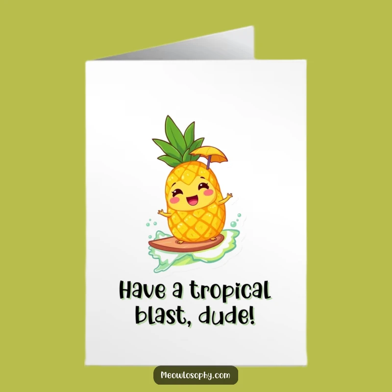 Free Printable Funny Surfing Pineapple Birthday Card - Tropical Downloadable Gift!