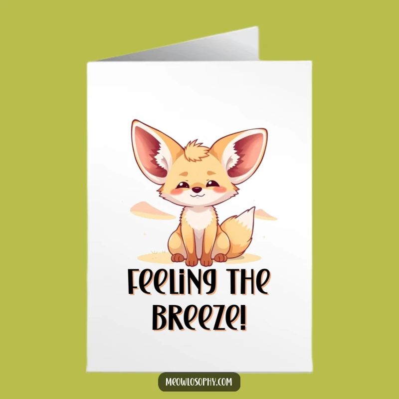 Free Printable Fennec Fox Congrats Card: Breezy Success Downloadable Gift