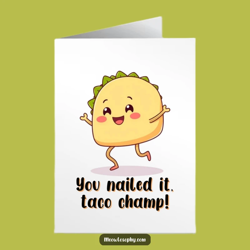Free Printable Congrats Card: Dancing Taco, Joyful Downloadable Gift