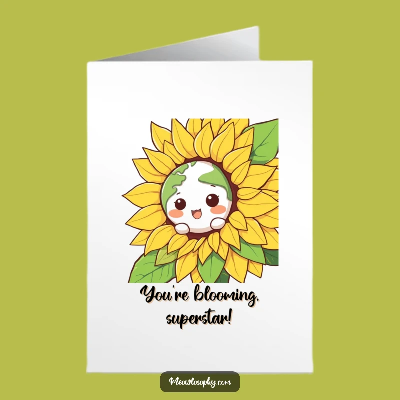 Free Printable Congrats Card: Earth in Sunflower - Funny Downloadable Gift