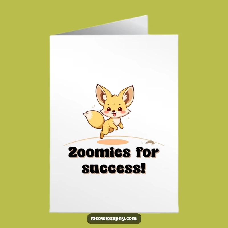 Free Printable Fennec Fox Congrats Card: Zoomie Celebration Downloadable Gift
