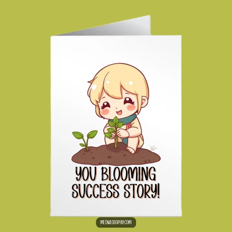 Free Printable Garden Character Congrats Card: Cute Sprout Downloadable Success!