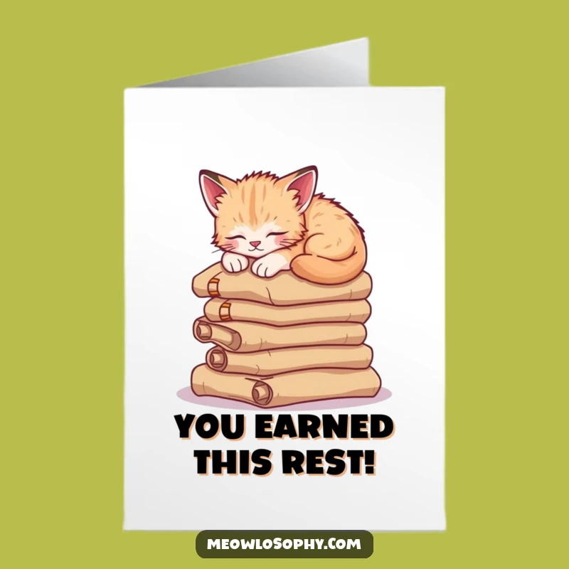 Free Printable Congrats Card: Sleepy Kitten, Ancient Knowledge, Downloadable DIY Gift
