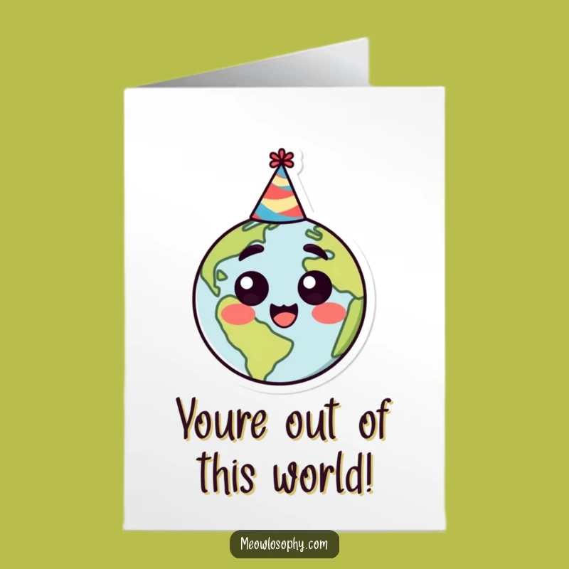 Free Printable Funny Earth Congrats Card: Party Hat Globe Surprise Downloadable