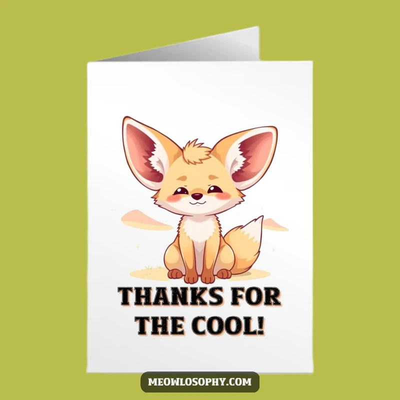 Free Printable Fennec Fox Thank You Card: Cool Breeze Downloadable Gift