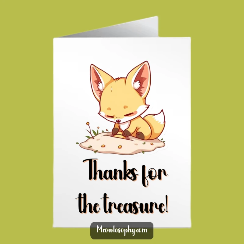 Free Printable Fennec Fox Thank You Card: Funny Treasure Hunter Downloadable Gift