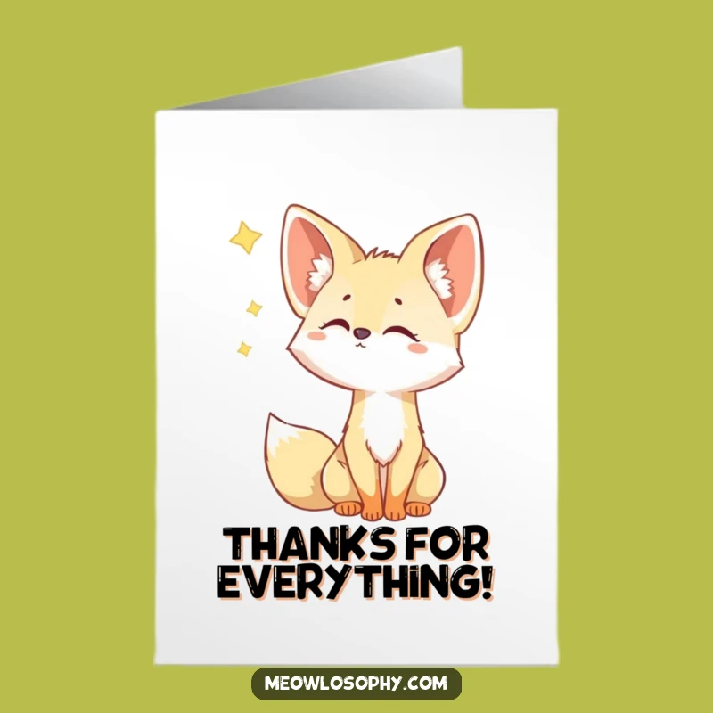 Free Printable Fennec Fox Thank You Card: Star Gazer Downloadable Gift