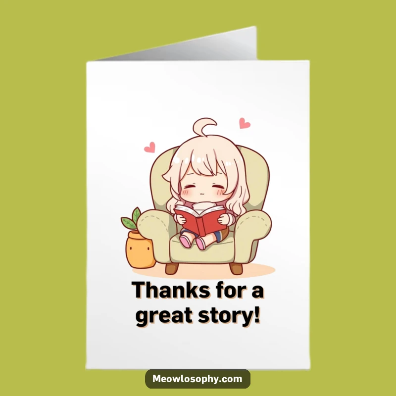 Free Printable Thank You Card: Cozy Reader Funny Downloadable Gift for Gratefulness