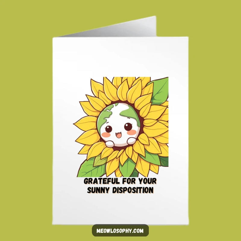 Free Printable Thank You Card: Earth in Sunflower - Funny Downloadable Gift