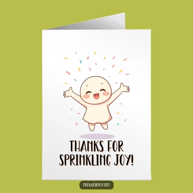 Free Printable Thank You Card: Twirling Confetti Character - Grateful Downloadable Gift!