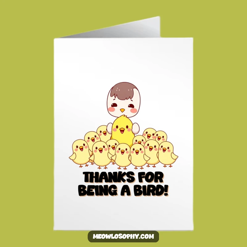 Free Printable Thank You Card: Kawaii Character & Birds for a Charming Downloadable Gift