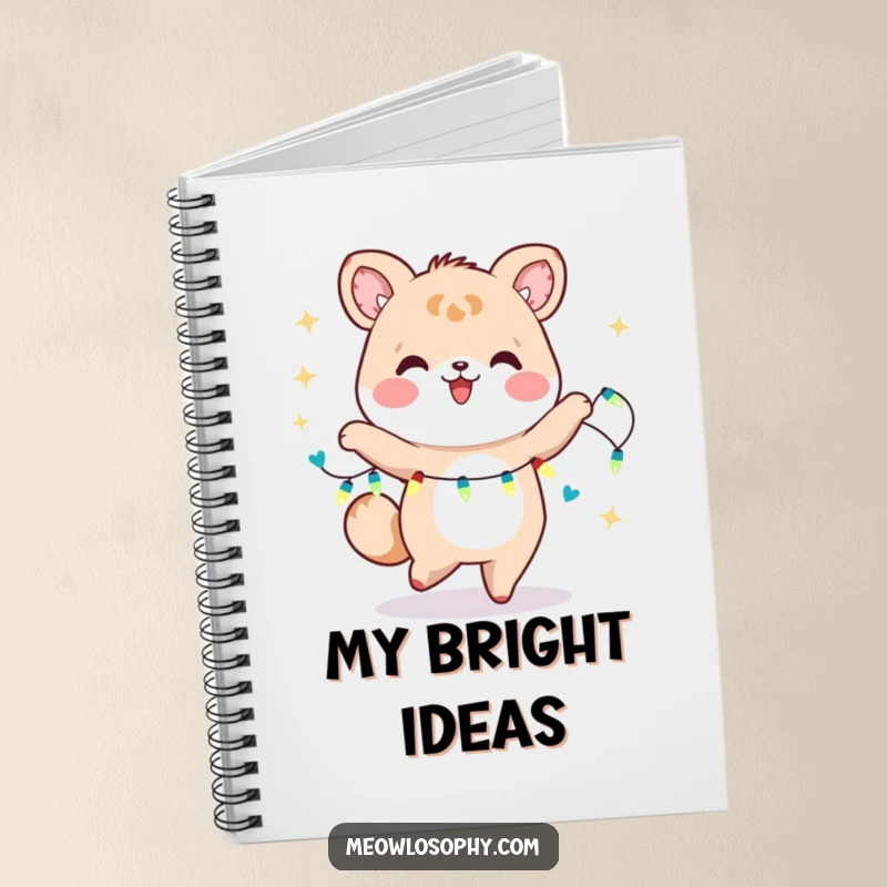 Funny Kawaii Animal Dancer Notebook featuring a cute character dancing with fairy lights. A humorous and useful item for notes.