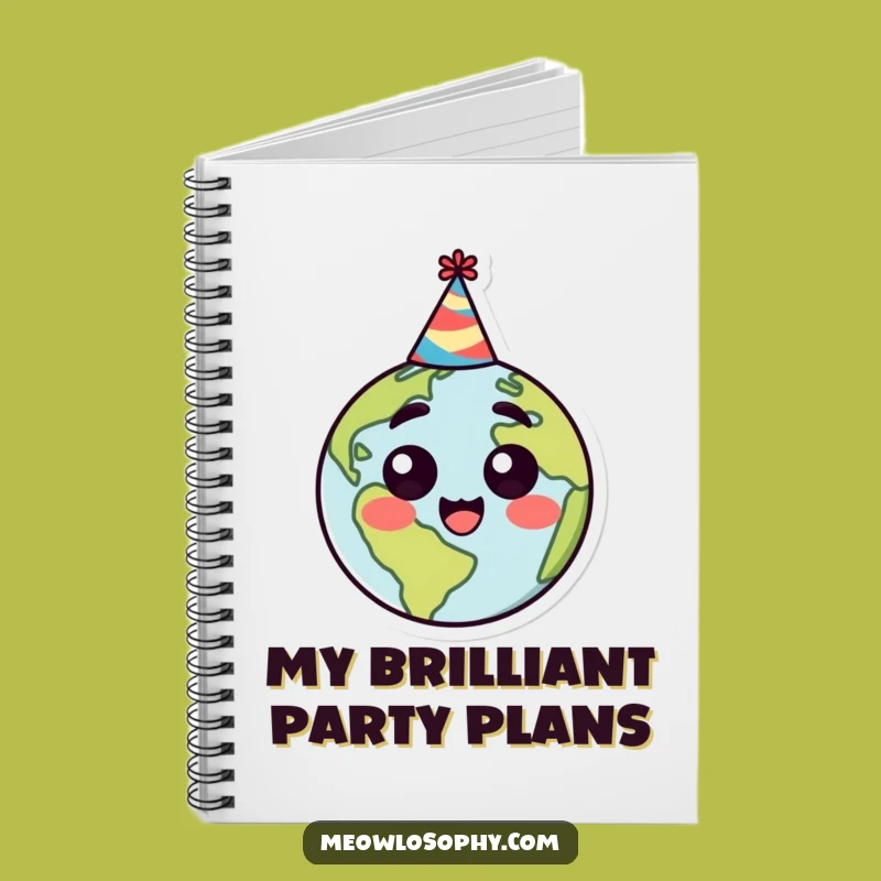 Funny Earth Party Hat Notebook: Jot Down Ideas with Celestial Surprise and Joy