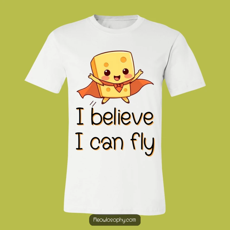 Funny Flying Cheese Superhero T-Shirt, Hilarious Graphic Tee for Dairy Fans