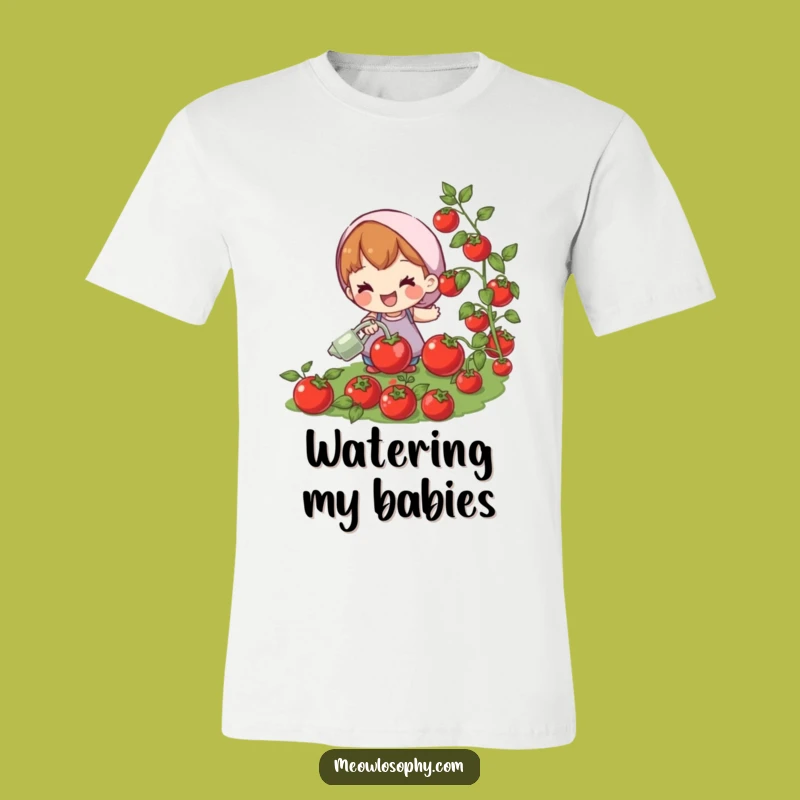 Funny Tomato Gardener T-Shirt: Hilarious Joyful Watering Design