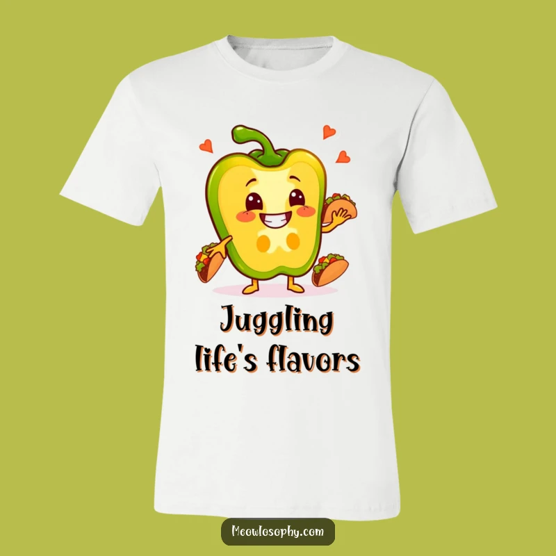 Funny Pepper Taco Juggler T-Shirt - Hilarious Veggie Fiesta Tee, Great Humorous Gift
