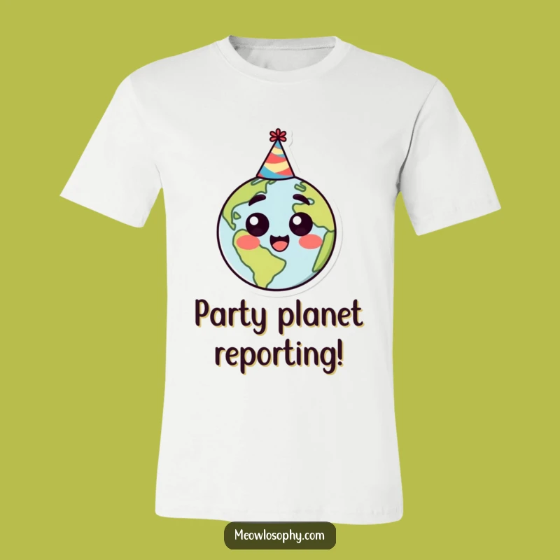 Funny Earth Party Hat T-Shirt: Wear Your Happy Surprise and Celestial Celebration with Style