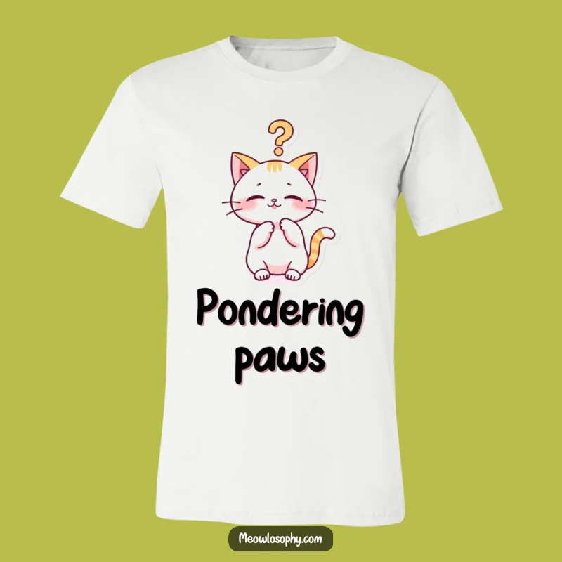 Funny Kawaii Cat Question Tee: Playful Feline Ponders Life's Mysteries Gift