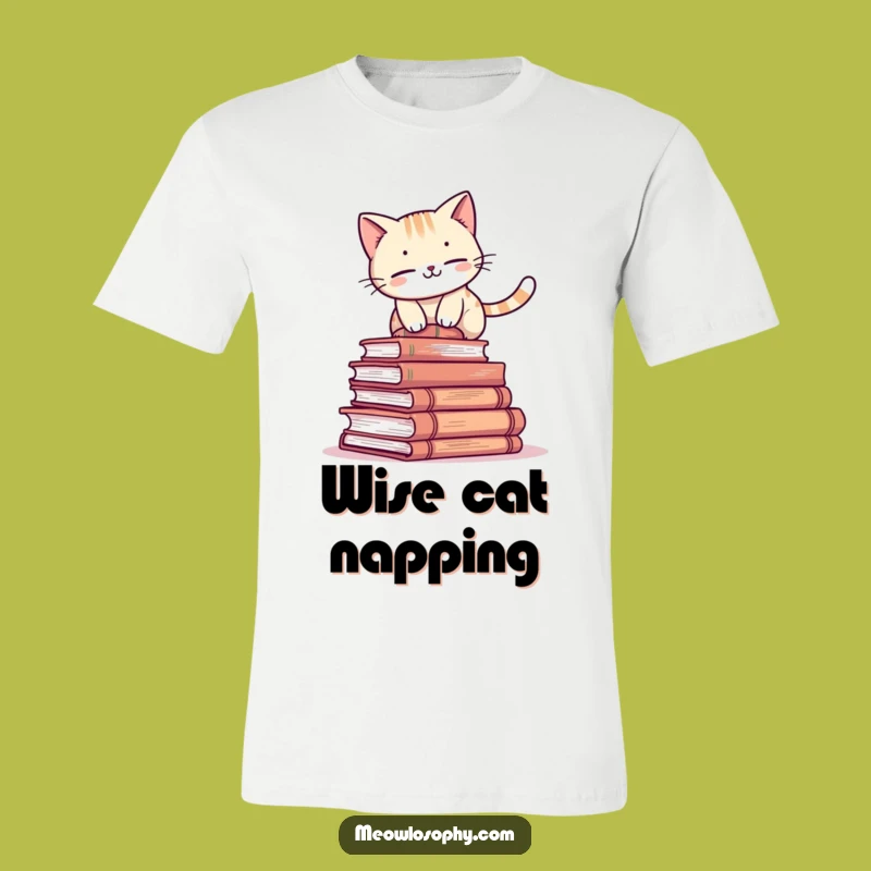 Funny Book Cat T-Shirt: Adorable Balancing Feline Scholar Gift