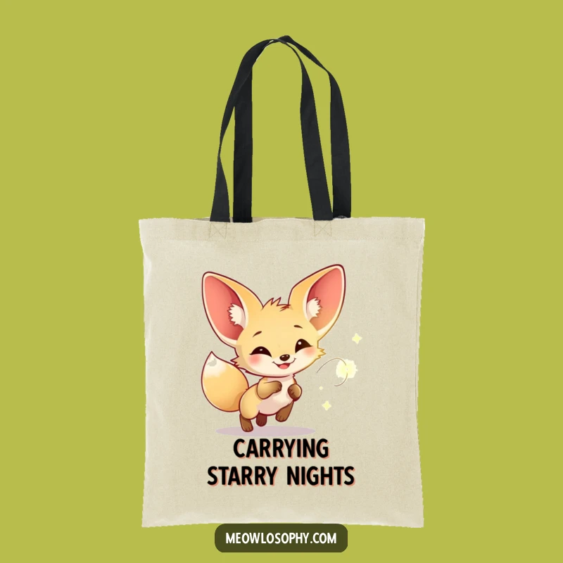Funny Fennec Fox Firefly Chase Tote Bag: Carry Your Magic with Whimsical Style