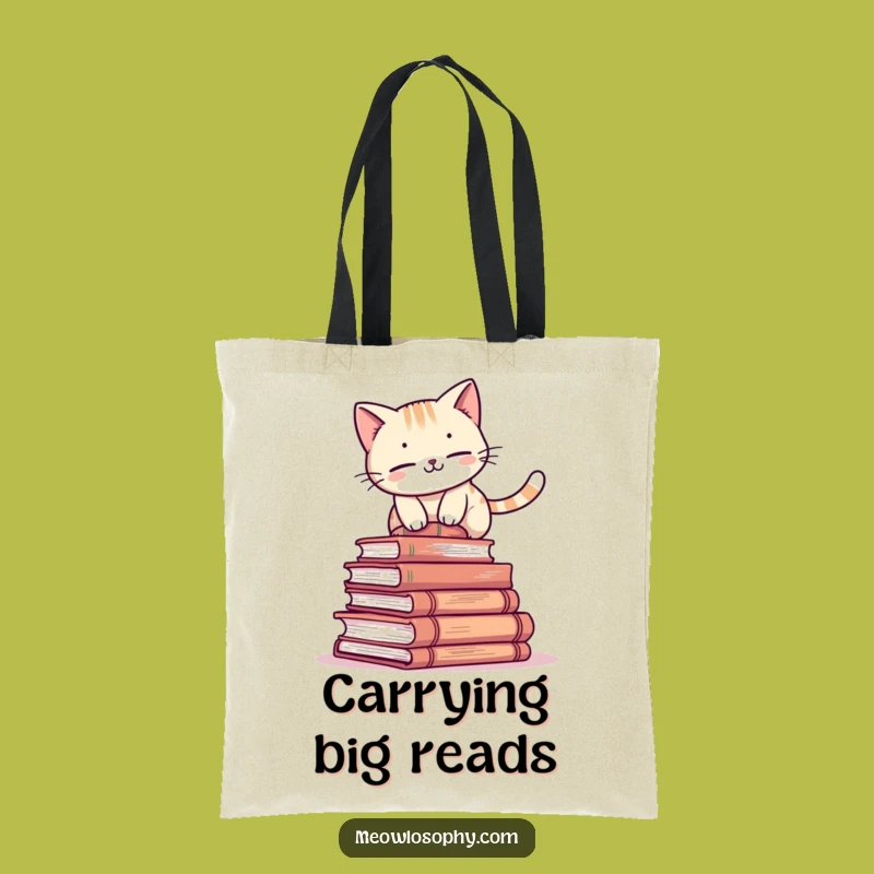 Funny Book Cat Tote Bag: Adorable Feline Balancing Accessory Gift