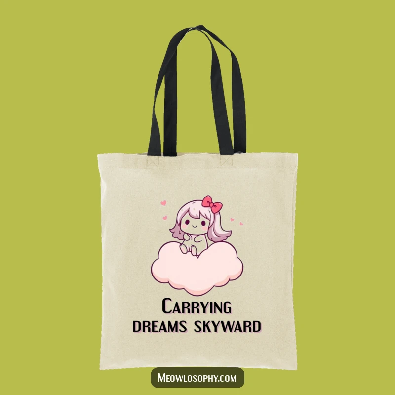 Funny Kawaii Cloud Rider Tote Bag: Carry Your Joy Everywhere