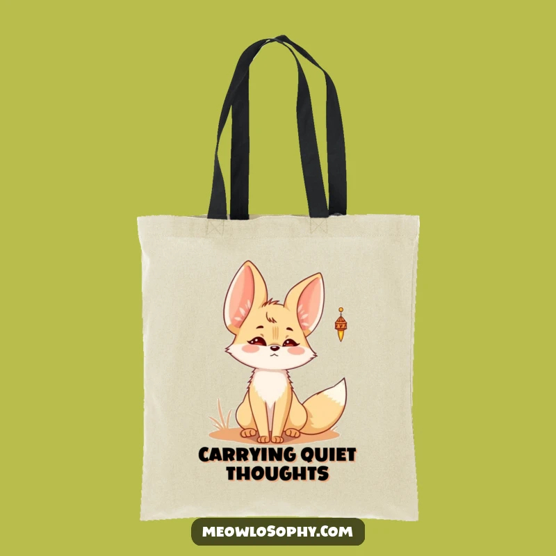 Funny Kawaii Fennec Fox Chime Tote Bag - Cute Desert Listener Carryall