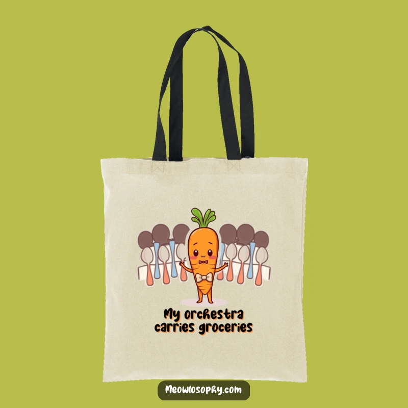 Funny Shy Carrot Conducting Spoons Tote Bag - Carry Your Humor in Style